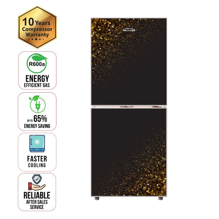 SINGER Top Mount Refrigerator | 200 Ltr | FTDS200V | Black